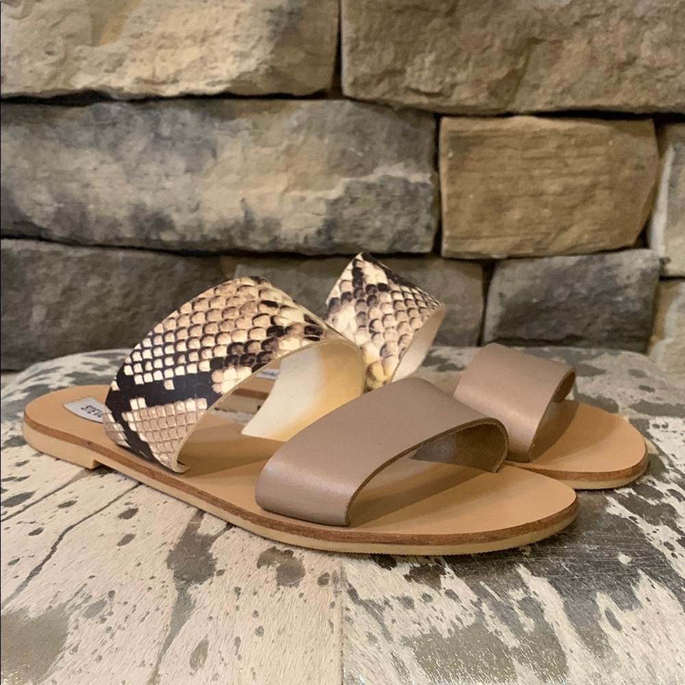 Steve Madden Carena Snake Print and Tan Sandals